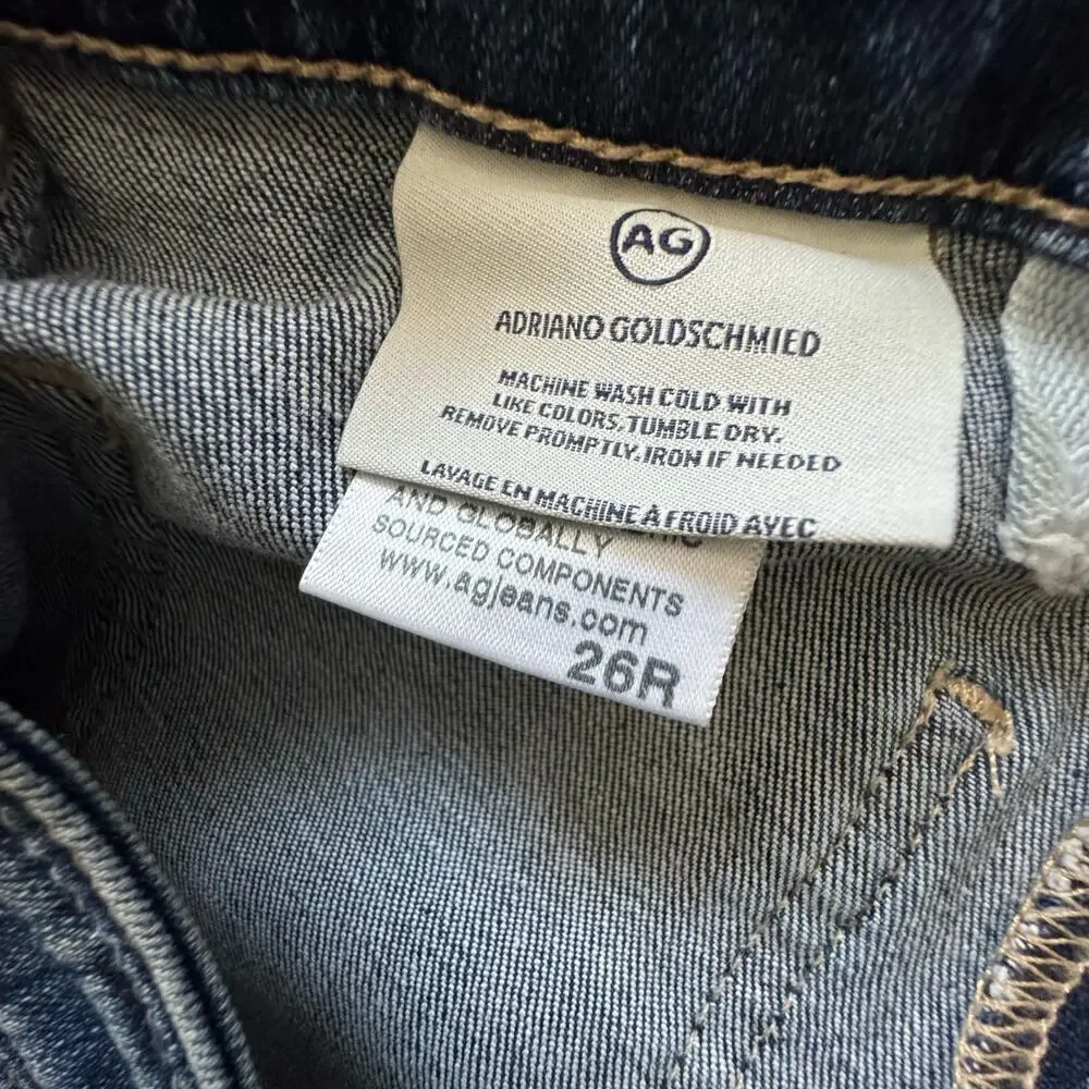AG Adriano Goldschmied Jeans Buton Fly High Rise Straight Leg Denim‎ Size 26